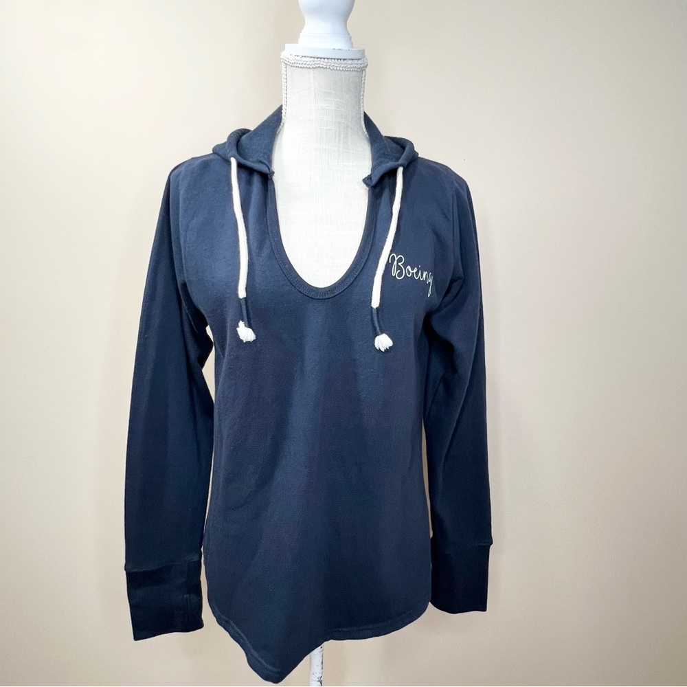 Boeing Hoodie Sweatshirt Scoop Neck With Drawstrings Medium